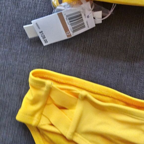 2025 Bleu Rod Beattie Yellow basket weave Bandeau Bikini hipster bottom size 12 - Picture 5 of 11